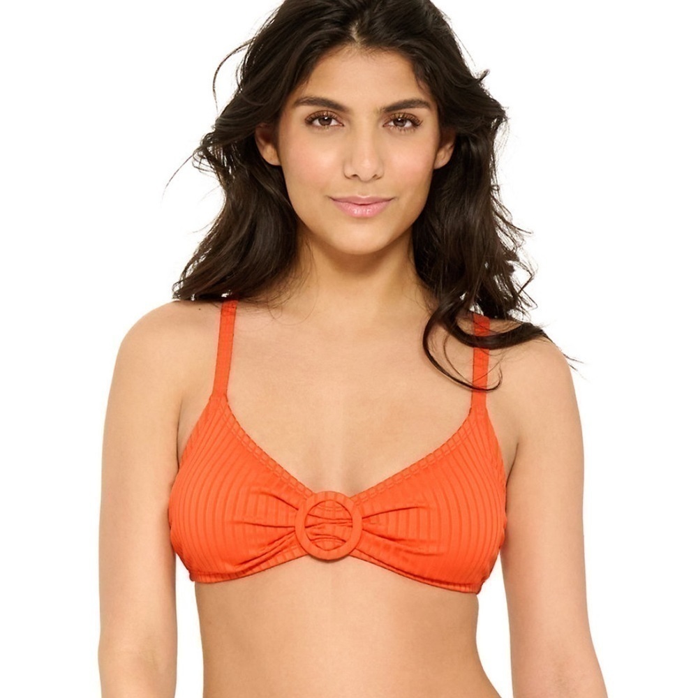 NWT Freshwater Ribbed design and an O-ring detail on this bikini top XXL orange